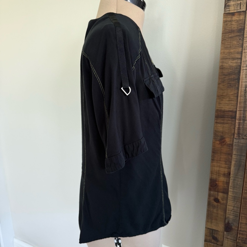 Harley-Davidson MC Black‎ Short Sleeve Full Zip-Up Shirt Women's Size Medium - Picture 2 of 12